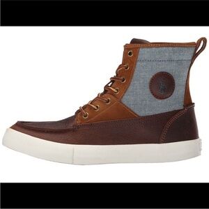 🌟 Polo Ralph Lauren Men’s Tynedale Brown Leather High Top Sneaker Boot US 11